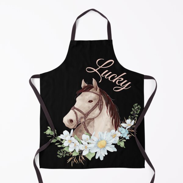 Item preview, Portrait of a White & Grey Horse Lucky written in Caligraphy with Flowers Frame designed and sold by Xeuno.