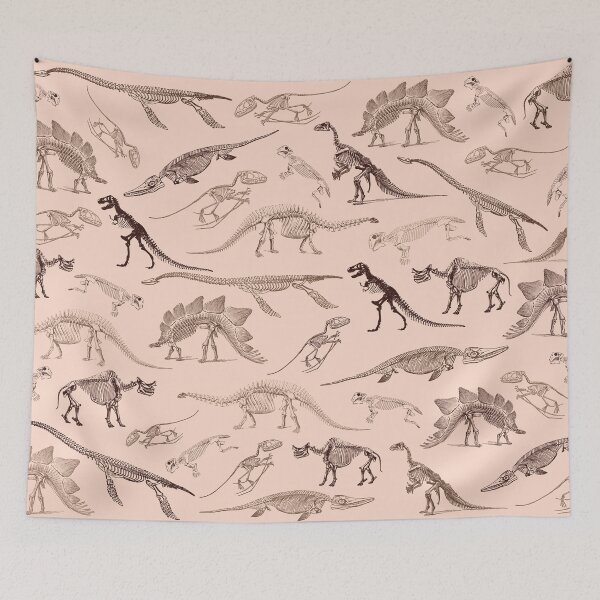 Item preview, Beige and brown dinosaur skeleton fossils pattern designed and sold by CynthiaGraphics.