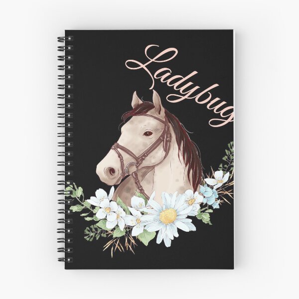 Item preview, Portrait of a White & Grey Horse Ladybug written in Caligraphy with Flowers Frame designed and sold by Xeuno.