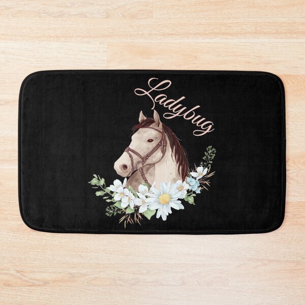 Item preview, Portrait of a White & Grey Horse Ladybug written in Caligraphy with Flowers Frame designed and sold by Xeuno.