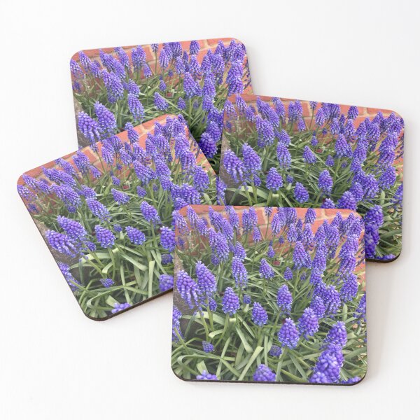 Item preview, Blue spring flowers against red brickwall designed and sold by AnnetteArt.