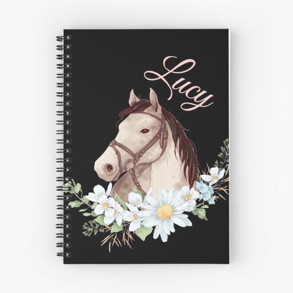 Item preview, Portrait of a White & Grey Horse Lucy written in Caligraphy with Flowers Frame designed and sold by Xeuno.