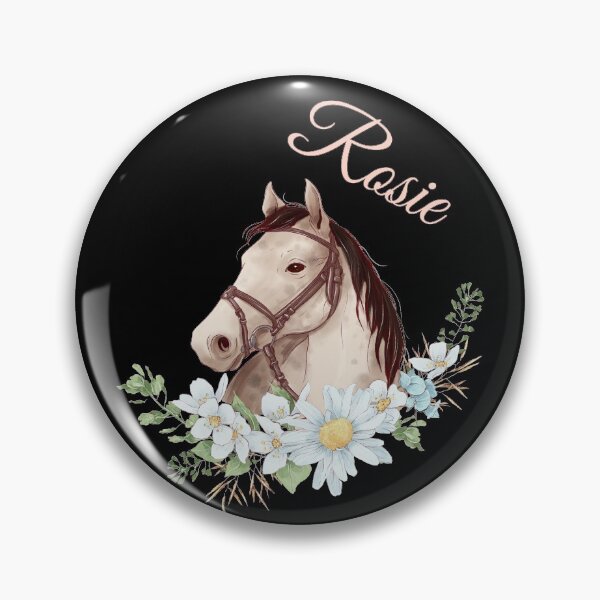 Item preview, Portrait of a White & Grey Horse Rosie written in Caligraphy with Flowers Frame designed and sold by Xeuno.
