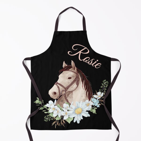 Item preview, Portrait of a White & Grey Horse Rosie written in Caligraphy with Flowers Frame designed and sold by Xeuno.
