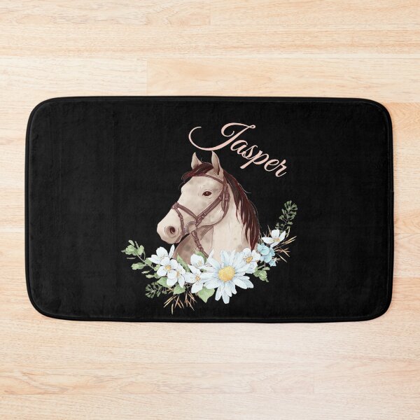 Item preview, Portrait of a White & Grey Horse Jasper written in Caligraphy with Flowers Frame designed and sold by Xeuno.