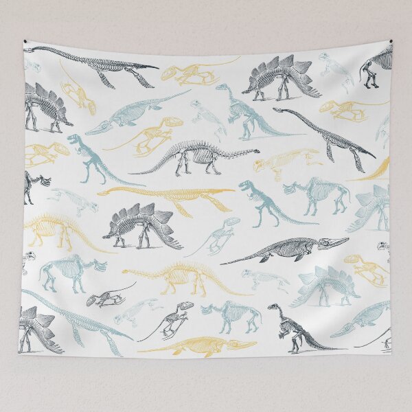 Item preview, Colorful yellow and green dinosaur skeleton fossils pattern designed and sold by CynthiaGraphics.