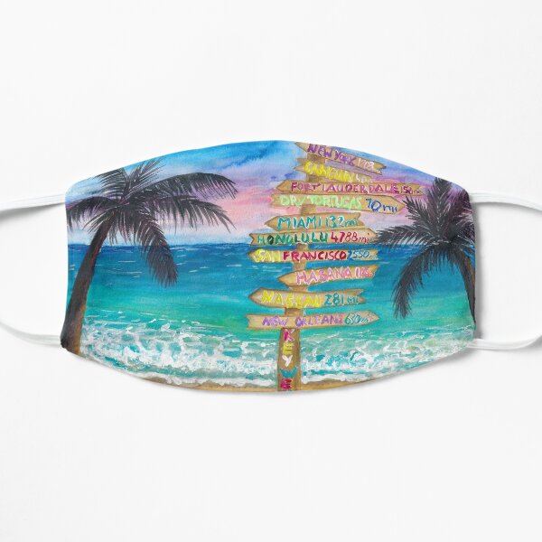 Tropical Southernmost Sunset Wanderlust Signpost in Key West Flat Mask
