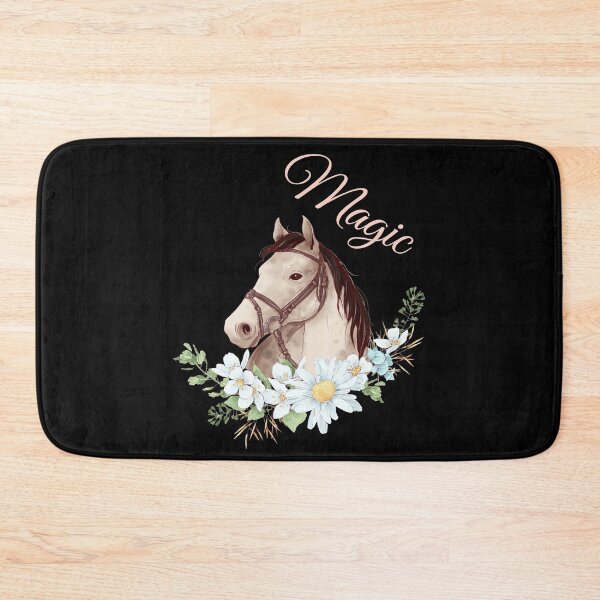 Item preview, Portrait of a White & Grey Horse Magic written in Caligraphy with Flowers Frame designed and sold by Xeuno.