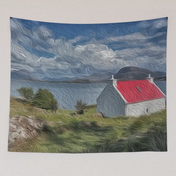 Item preview, Digital Art Composition of Red Roof Cottage, Scottish Highlands. designed and sold by davidelder.