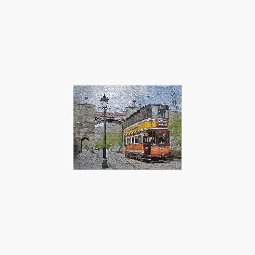 Nostalgic Glasgow Tram Digital Art Jigsaw Puzzle