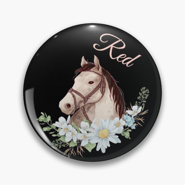 Item preview, Portrait of a White & Grey Horse Red written in Caligraphy with Flowers Frame designed and sold by Xeuno.