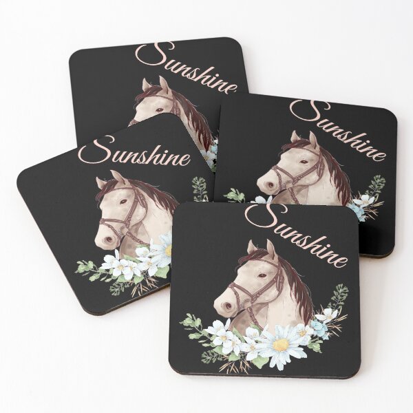 Item preview, Portrait of a White & Grey Horse Sunshine written in Caligraphy with Flowers Frame designed and sold by Xeuno.
