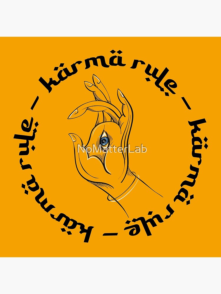 "Karma Rule All Seeing Meditation Eye Hebrew Style Orange" Poster