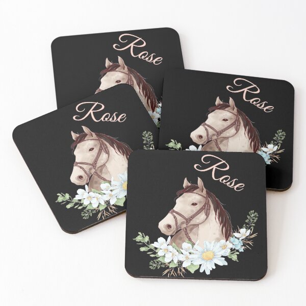 Item preview, Portrait of a White & Grey Horse Rose written in Caligraphy with Flowers Frame designed and sold by Xeuno.