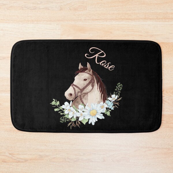 Item preview, Portrait of a White & Grey Horse Rose written in Caligraphy with Flowers Frame designed and sold by Xeuno.