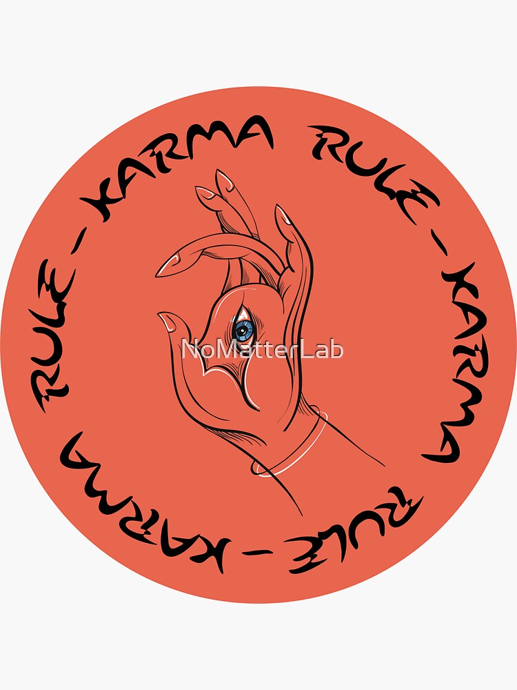 "Karma Rule All Seeing Meditation Eye Oriental Style Red" Sticker