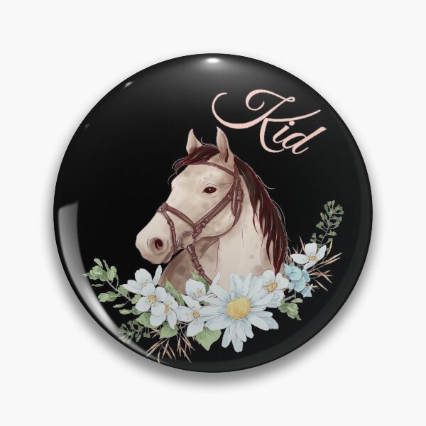 Item preview, Portrait of a White & Grey Horse Kid written in Caligraphy with Flowers Frame designed and sold by Xeuno.