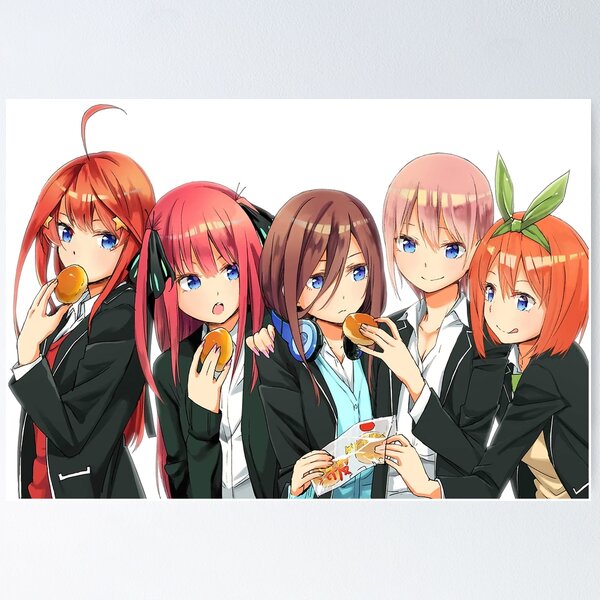 The Quintessential Manga Quintuplets Main Characters Art Poster for Sale  by MargaritaHerma3