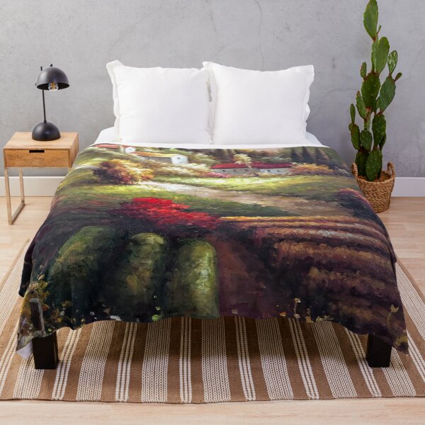 Artikelvorschau, Toskana Landschaft Italienisches Gartendorf Italien Aquarell entworfen und verkauft von prohockeylabs.
