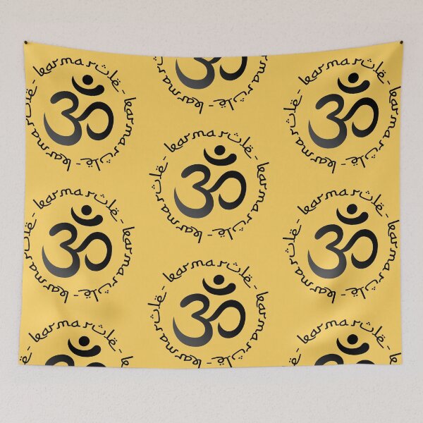 Item preview, Karma Rule - Classic Black Ohm Arabic Style on Yellow designed and sold by NoMatterLab.