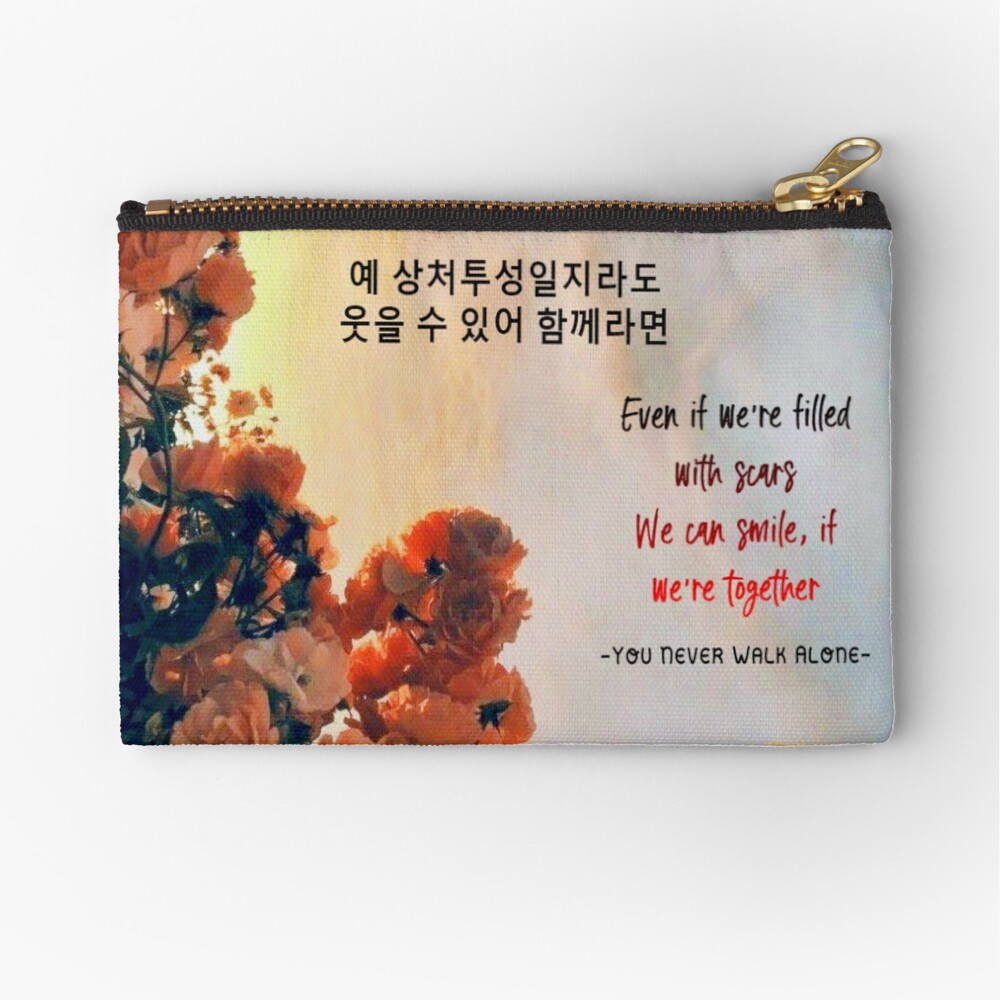 방탄소년단 Bts A Supplementary Story You Never Walk Alone Lyrics Zipper Pouch By Izzypark13 Redbubble