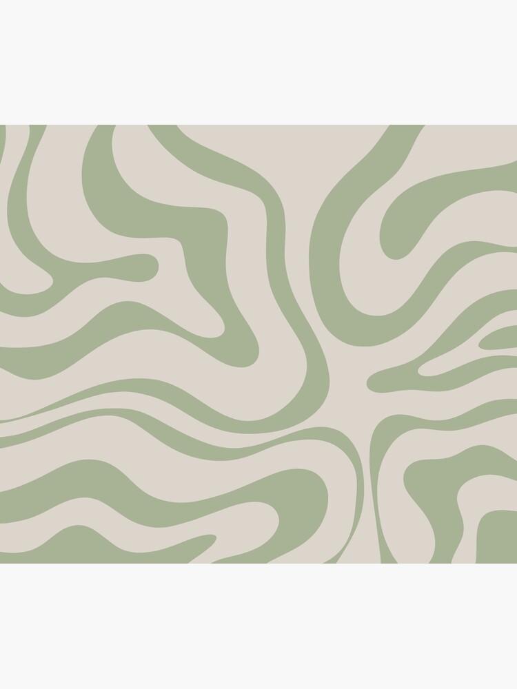 Liquid Swirl Abstract Pattern in Beige and Sage Green by kierkegaard