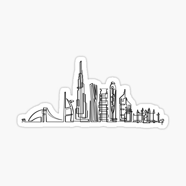 Dubai Skyline in onedraw Sticker