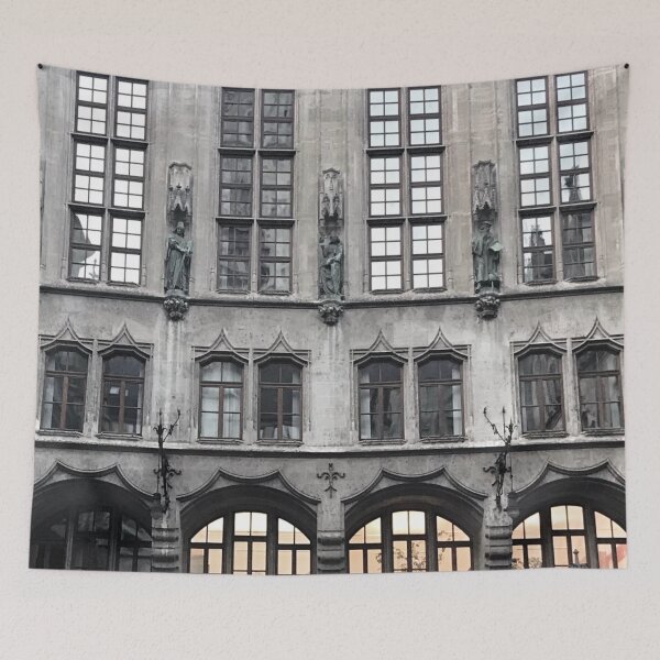 Item preview, Gray facade with light in windows designed and sold by alinamiryuk.
