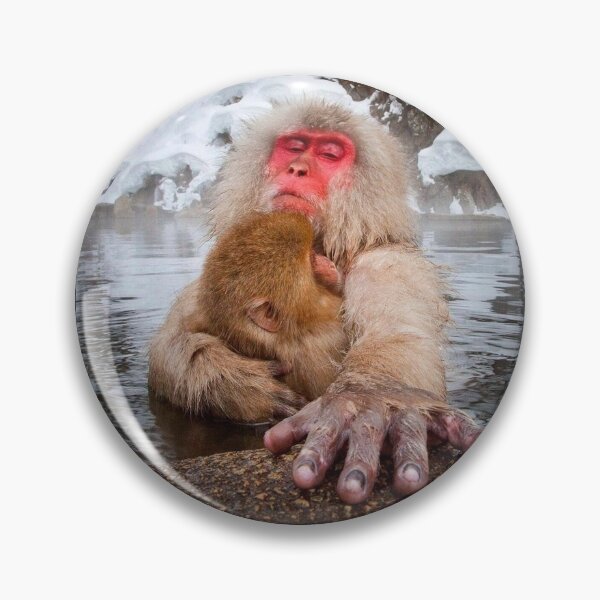 Item preview, Japanese Snow Monkey with baby animal wildlife photography designed and sold by MindChirp.