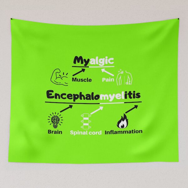Item preview, Myalgic Encephalomyelitis Awareness definition cartoon on green (without abbreviations) designed and sold by Chantelle  Spies.