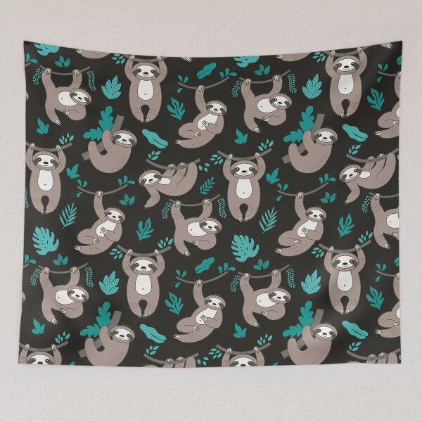 Item preview, Lazy Sloths on Black Background designed and sold by anantb.