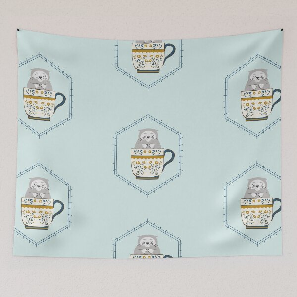 Item preview, Grey cat in slavic pattern cup designed and sold by Dolyaz.