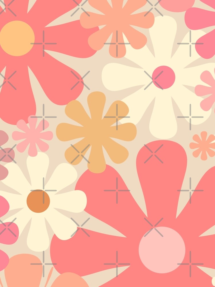 Blush Pink Retro 60s 70s Flowers - Vintage Style Pastel Floral Pattern by kierkegaard