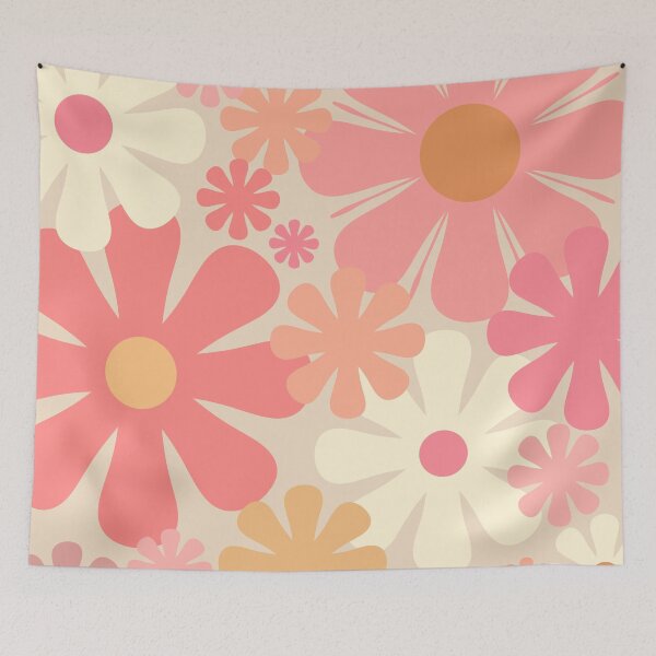 Item preview, Blush Pink Retro 60s 70s Flowers - Vintage Style Pastel Floral Pattern designed and sold by kierkegaard.