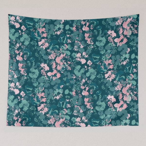 Item preview, Pink and Teal Splashed Flowers designed and sold by Carolina Diaz.