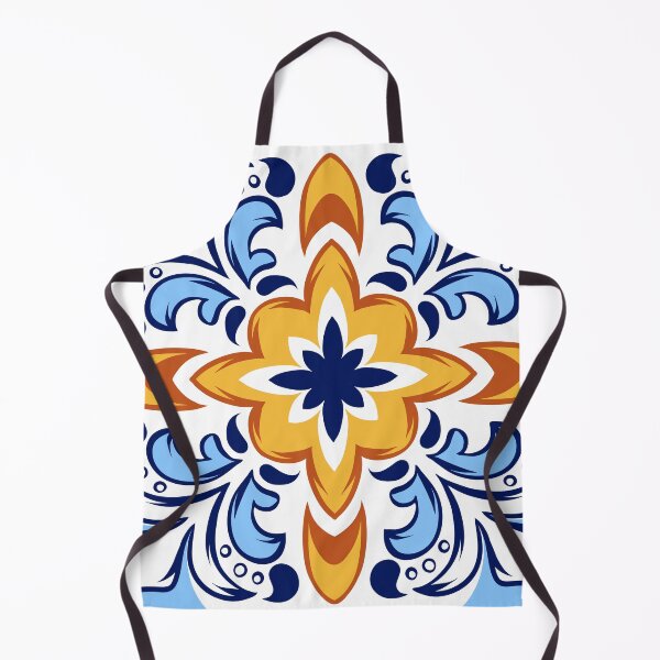 Item preview, YELLOW BLUE AND WHITE FLORAL TILE - MEDITERRANEAN TILE designed and sold by Jonsa.
