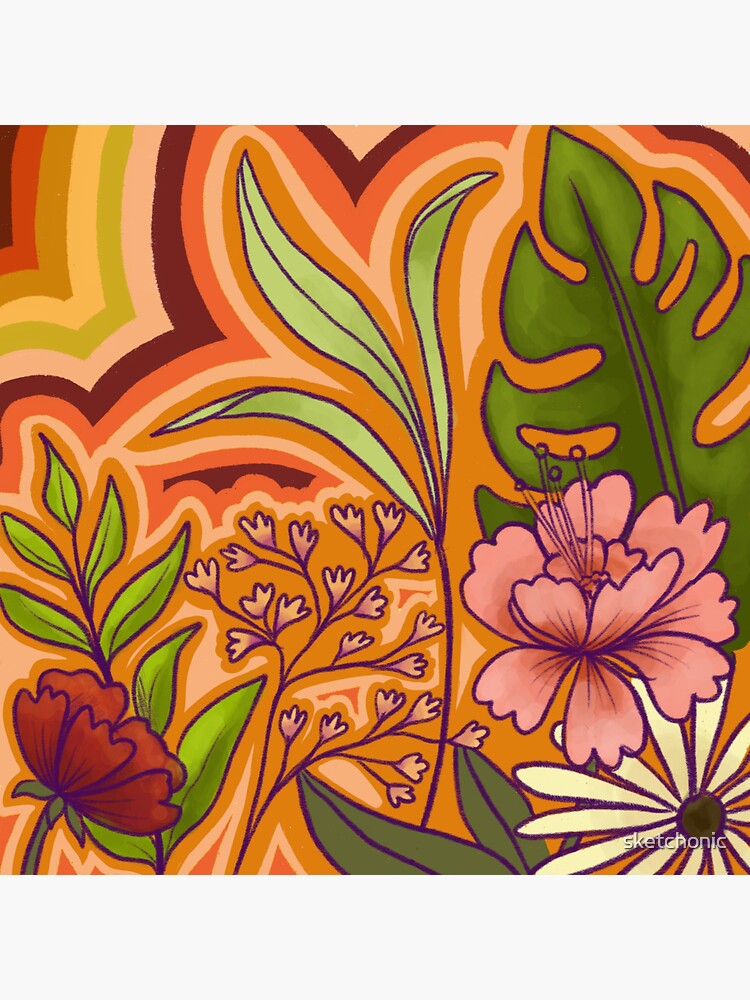 Thumbnail 3 of 3, Sticker, Hippie Garden designed and sold by sketchonic.
