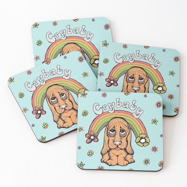 Item preview, Crybaby Rainbow Floral Retro Inspired Hound Dog designed and sold by Intergalactic Unicorn: Art by Anna Schmidt.