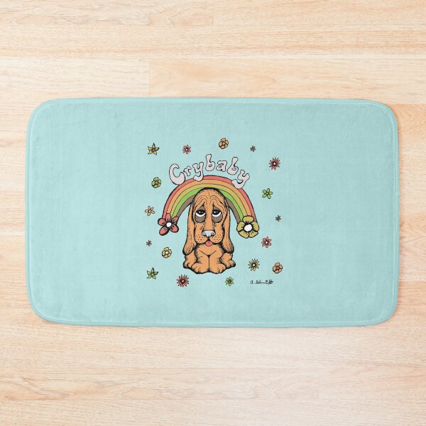Item preview, Crybaby Rainbow Floral Retro Inspired Hound Dog designed and sold by Intergalactic Unicorn: Art by Anna Schmidt.
