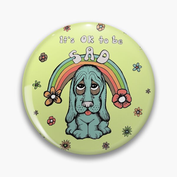 Item preview, It's OK to be Sad Rainbow Floral Retro Inspired Hound Dog  designed and sold by Intergalactic Unicorn: Art by Anna Schmidt.