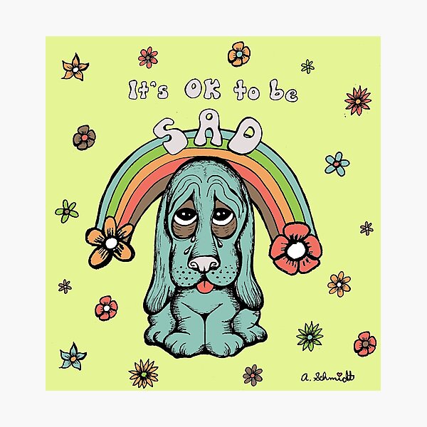 it-s-ok-to-be-sad-rainbow-floral-retro-inspired-hound-dog