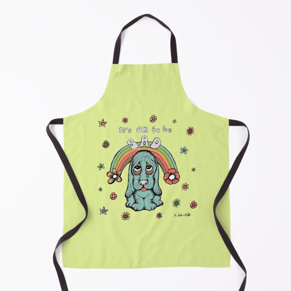 Item preview, It's OK to be Sad Rainbow Floral Retro Inspired Hound Dog designed and sold by Intergalactic Unicorn: Art by Anna Schmidt.