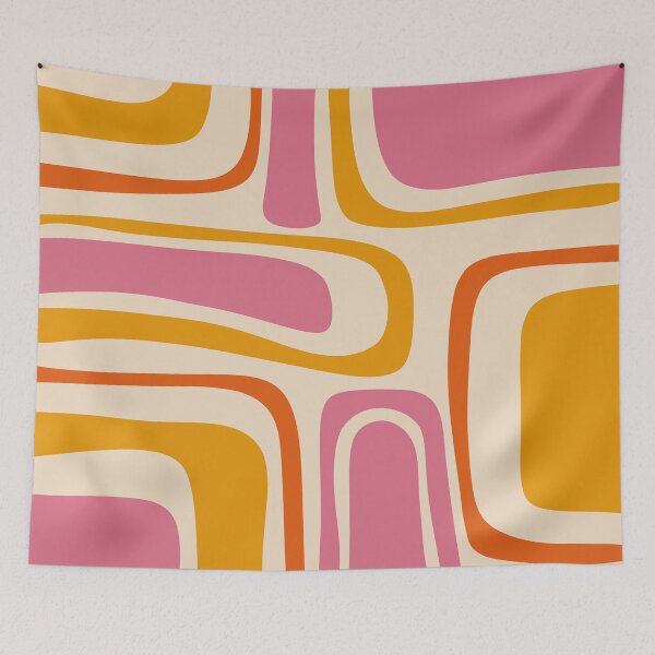 Item preview, Palm Springs Retro Mid Century Modern Abstract Pattern in Thulian and Orange Tones designed and sold by kierkegaard.