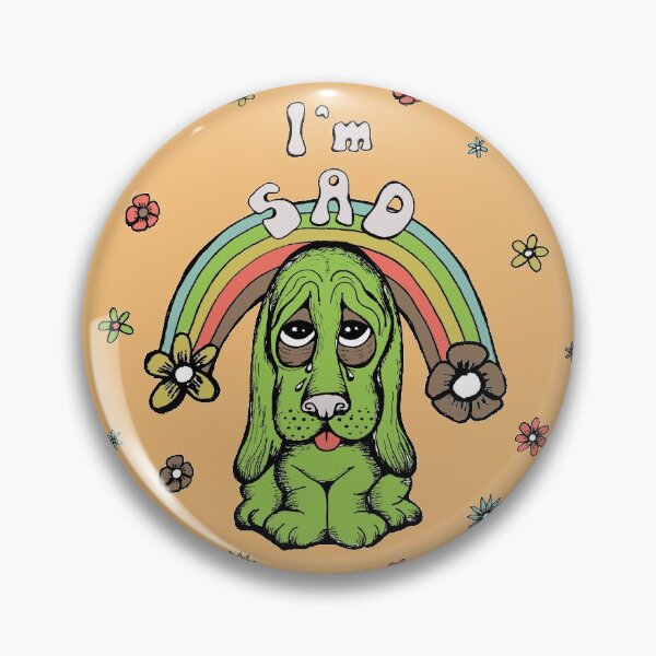 Item preview, I'm Sad Rainbow Floral Retro Inspired Hound Dog designed and sold by Intergalactic Unicorn: Art by Anna Schmidt.