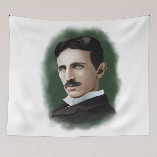 Item preview, Nikola Tesla Color Digital Art Portrait designed and sold by tuzlay.