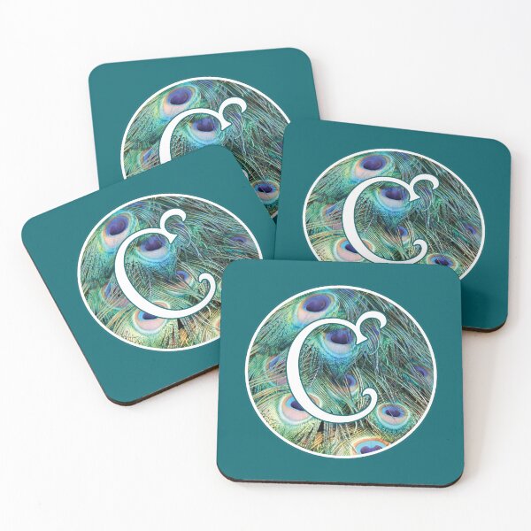 Item preview, The Letter 'C' Peacock Feather Circle Monogram designed and sold by Bumblefuzzies.