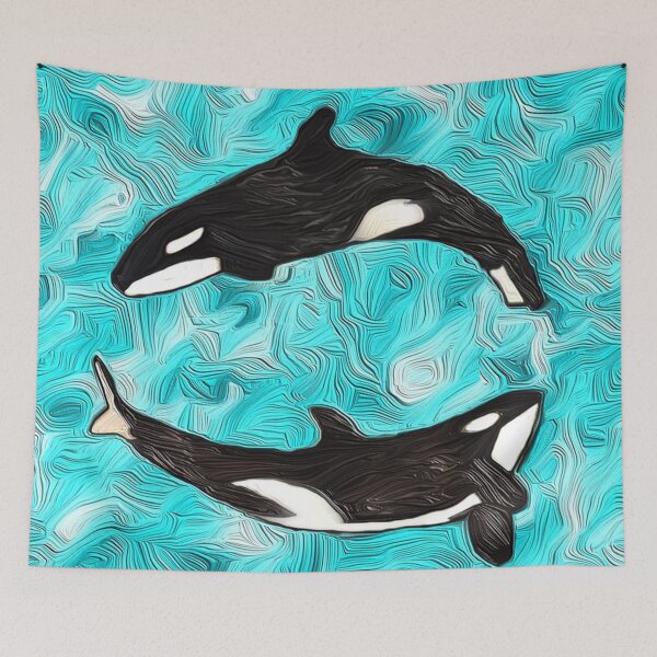 Item preview, Two Orcas  Circle against Blue designed and sold by LisaMPierce1990.
