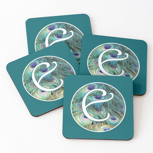 Item preview, The Letter 'E' Peacock Feather Circle Monogram designed and sold by Bumblefuzzies.