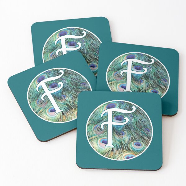 Item preview, The Letter 'F' Peacock Feather Circle Monogram designed and sold by Bumblefuzzies.