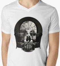 Camiseta para hombre de cuello en v Habitación cráneo